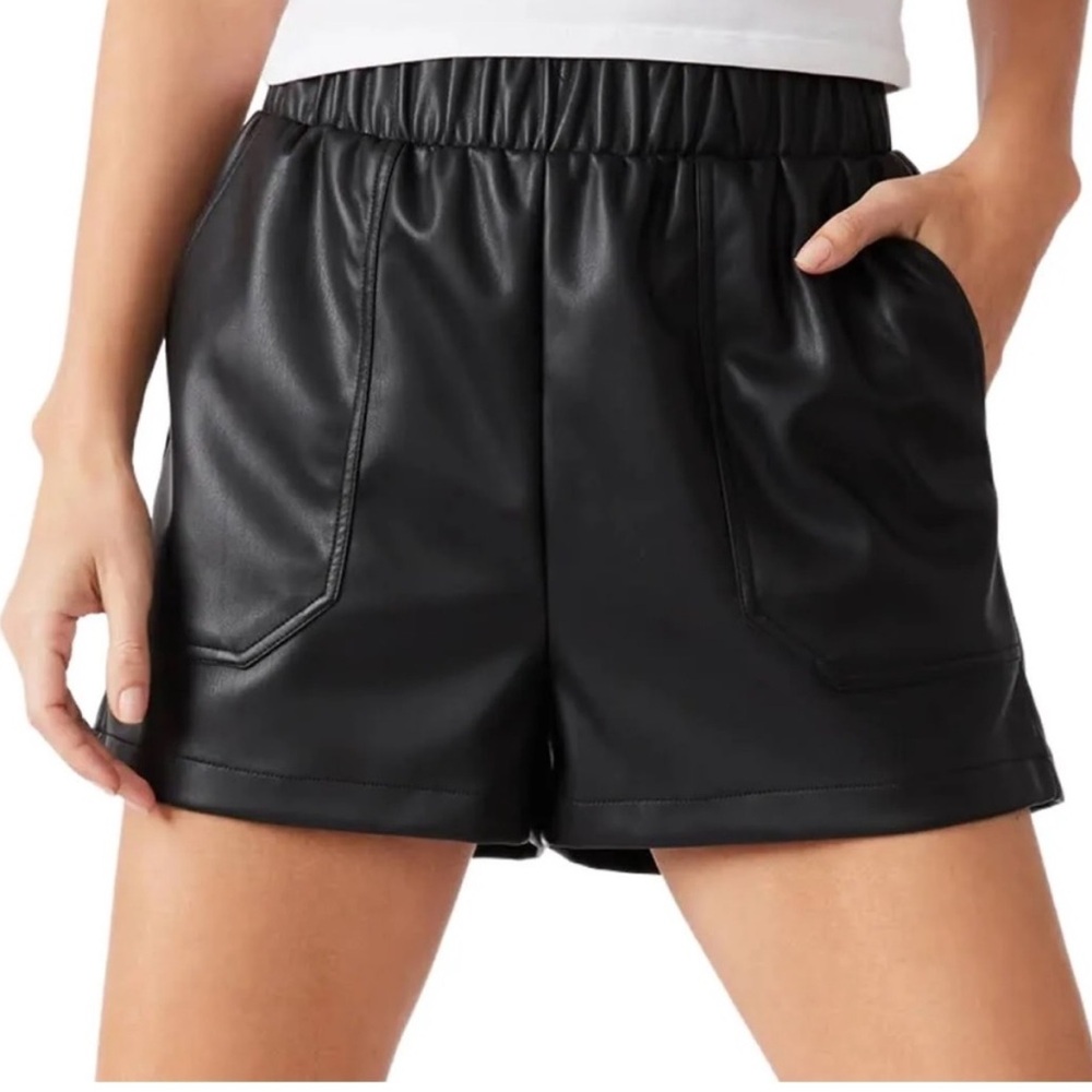 Steve Madden Black High Waist Leather Shorts